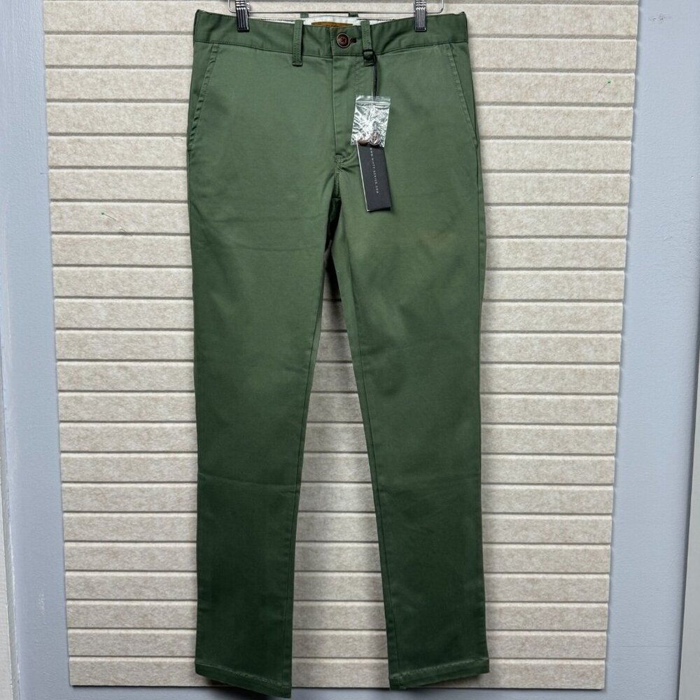 Nifty Genius Men’s Stretch Chino Pants Straight Leg Military Green Size 28